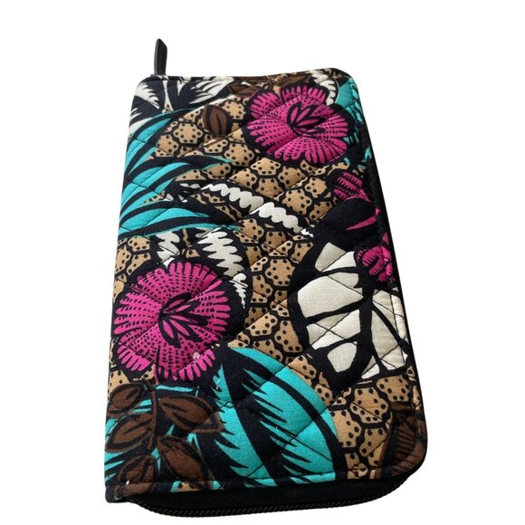 Vera Bradley Zip Around Wallet Floral Tropical Coquette Travel Essential Gift - Picture 4 of 4